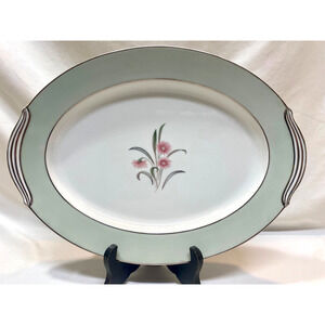 Noritake Porcelain China Regina w/Platinum Large Platter 13.5"x10"